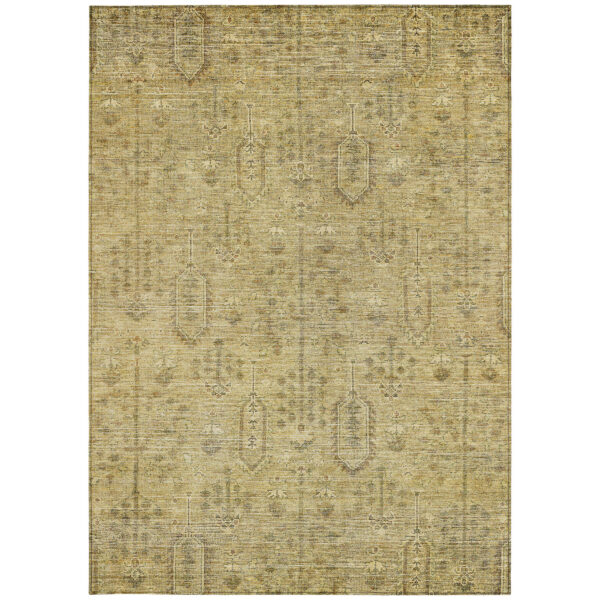 3' X 5' Gold And Taupe Southwestern Washable Indoor Outdoor Area Rug
