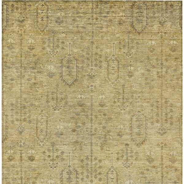 3' X 5' Gold And Taupe Southwestern Washable Indoor Outdoor Area Rug