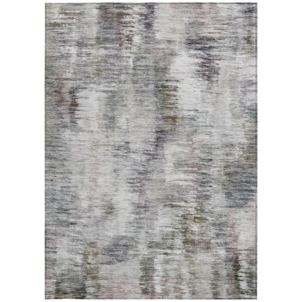 9' X 12' Taupe Gray And Silver Abstract Washable Indoor Outdoor Area Rug