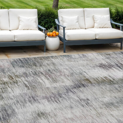 9' X 12' Taupe Gray And Silver Abstract Washable Indoor Outdoor Area Rug