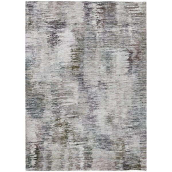 9' X 12' Taupe Gray And Silver Abstract Washable Indoor Outdoor Area Rug