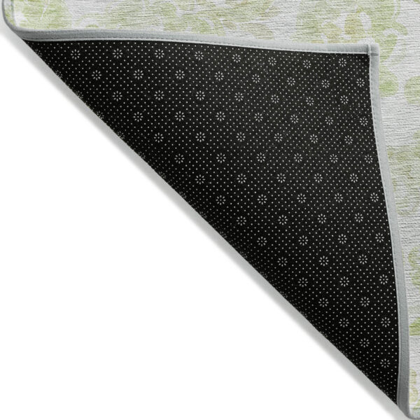 5' X 8' Sage Green And Ivory Paisley Washable Indoor Outdoor Area Rug