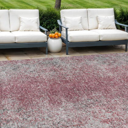 8' X 10' Merlot Silver And Gray Oriental Washable Indoor Outdoor Area Rug