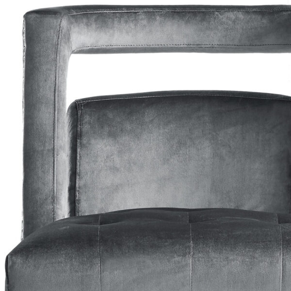 26" Gray and Black Velvet Tufted Side Chair