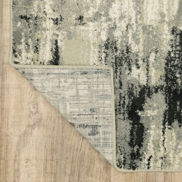 2' X 8' Grey Beige Charcoal And Blue Abstract Power Loom Stain Resistant Runner Rug