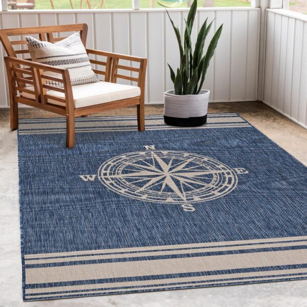 3' X 5' Blue And Gray Indoor Outdoor Area Rug