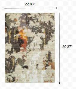 2’ X 3’ Abstract Weathered Beige And Gray Indoor Scatter Rug
