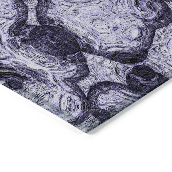 9' X 12' Purple And Lavender Abstract Washable Indoor Outdoor Area Rug