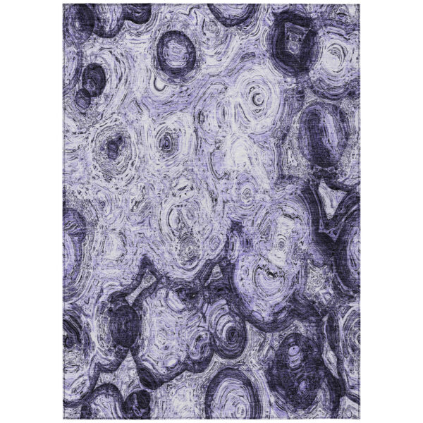 9' X 12' Purple And Lavender Abstract Washable Indoor Outdoor Area Rug