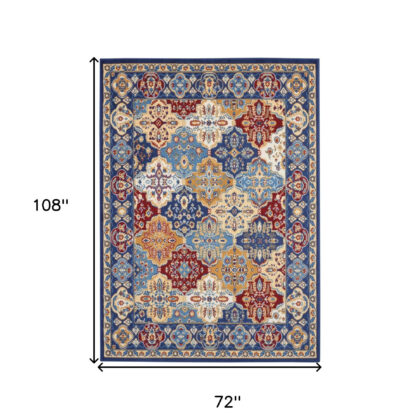 6' X 9' Red Damask Power Loom Area Rug