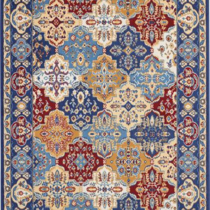 6' X 9' Red Damask Power Loom Area Rug