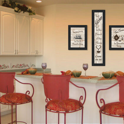 Set Of Three The Kitchen Collection Ii 2 Black Framed Print Kitchen Wall Art