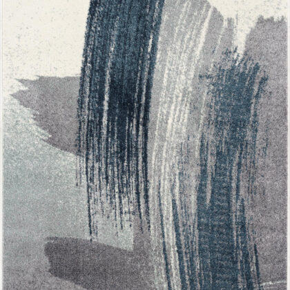 4’ X 6’ White And Blue Abstract Strokes Area Rug