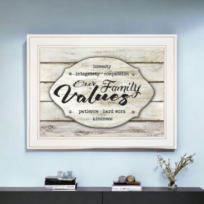 Our Family Values 2 White Framed Print Wall Art