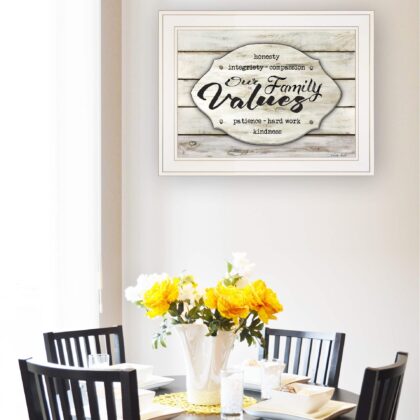 Our Family Values 2 White Framed Print Wall Art