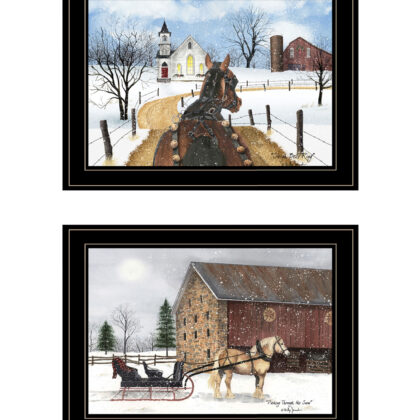 Set Of Two Sleigh Bells Ring 1 Black Framed Print Wall Art
