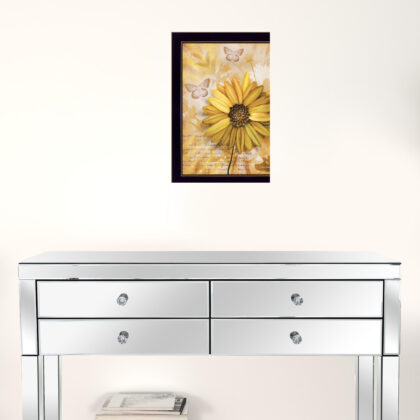 Flowers & Butterflies II 1 Black Framed Print Wall Art