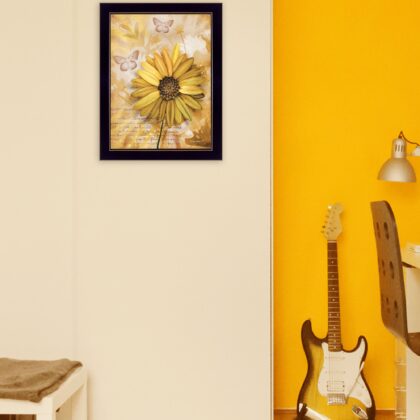 Flowers & Butterflies II 1 Black Framed Print Wall Art
