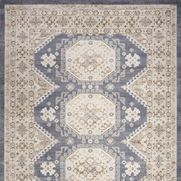 9' x 12' Blue Geometric Distressed Area Rug