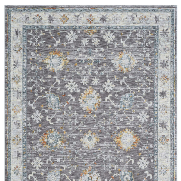 2' x 3' Gray and Ivory Floral Area Rug