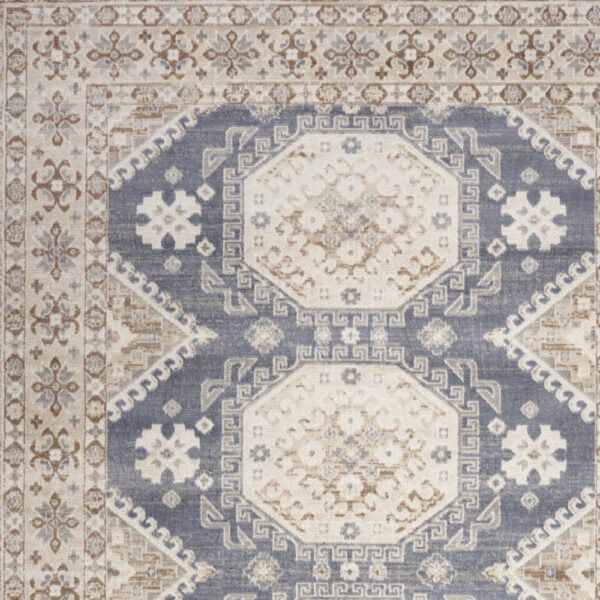 9' x 12' Blue Geometric Distressed Area Rug