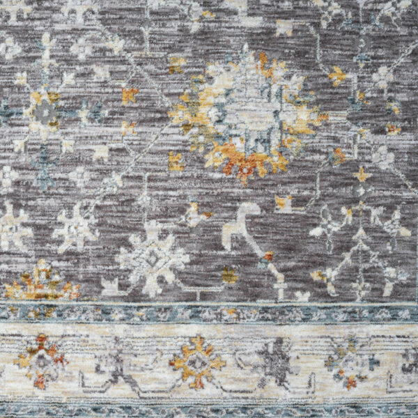2' x 3' Gray and Ivory Floral Area Rug