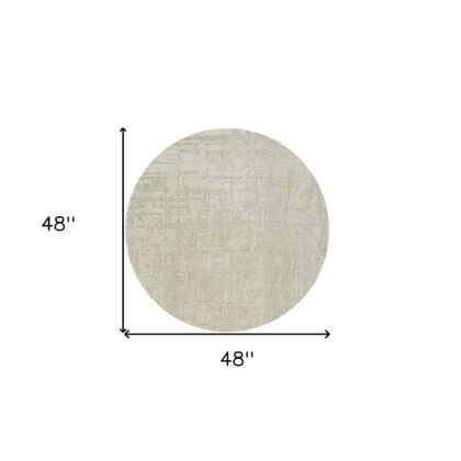 5' Gray and Beige Round Abstract Non Skid Area Rug