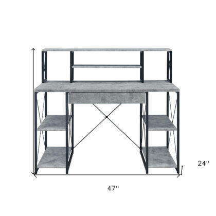 47" Gray and Black Computer Desk