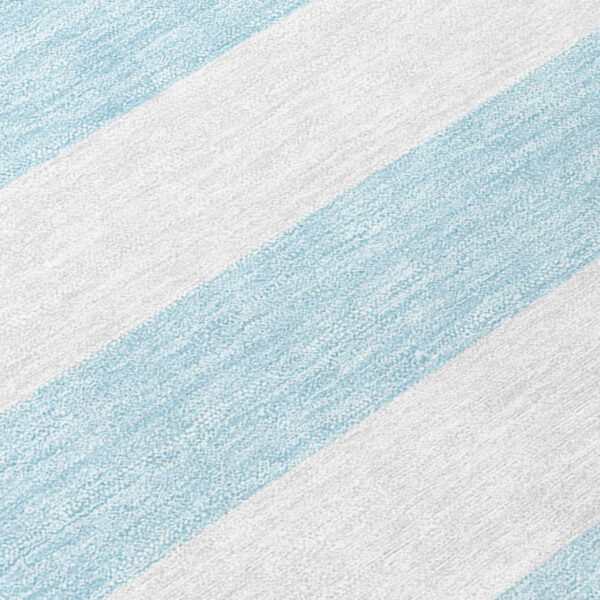 9' X 12' Blue and White Striped Washable Indoor Outdoor Area Rug