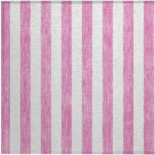 2' X 3' Pink and White Striped Washable Non Skid Indoor Outdoor Area Rug