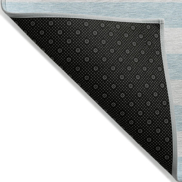 8' X 10' Blue and White Striped Washable Indoor Outdoor Area Rug
