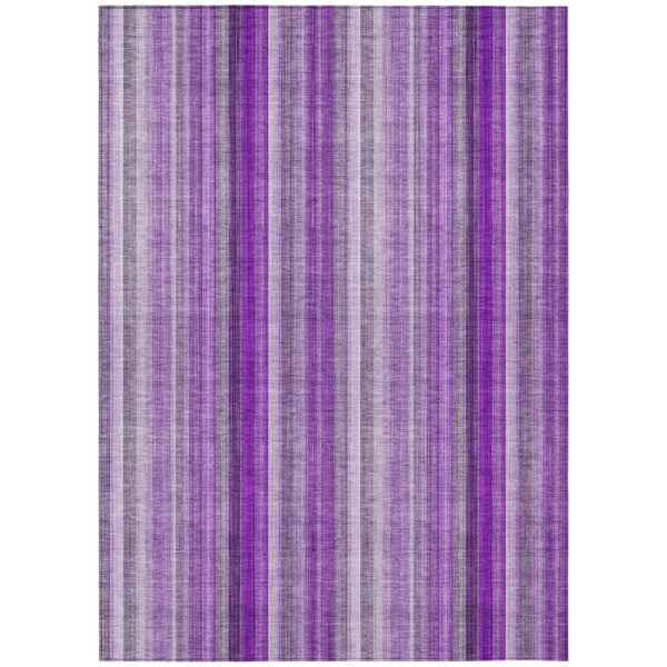 10' X 14' Purple Striped Washable Non Skid Indoor Outdoor Area Rug