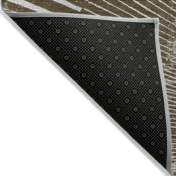 5' X 8' Chocolate Abstract Washable Non Skid Indoor Outdoor Area Rug