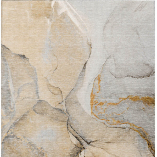 3' X 5' Beige Abstract Washable Non Skid Indoor Outdoor Area Rug