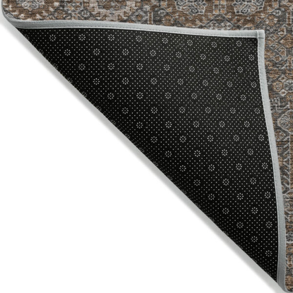8' Runner Chocolate Floral Washable Non Skid Indoor Outdoor Runner Rug