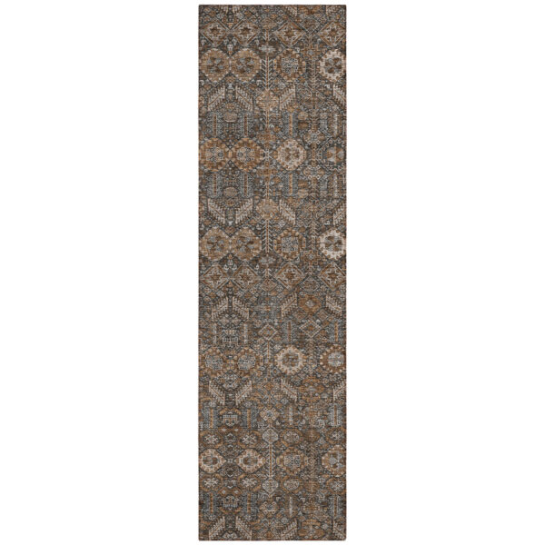 8' Runner Chocolate Floral Washable Non Skid Indoor Outdoor Runner Rug