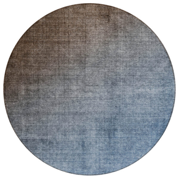 8' Round Blue and Green Round Ombre Washable Non Skid Indoor Outdoor Area Rug