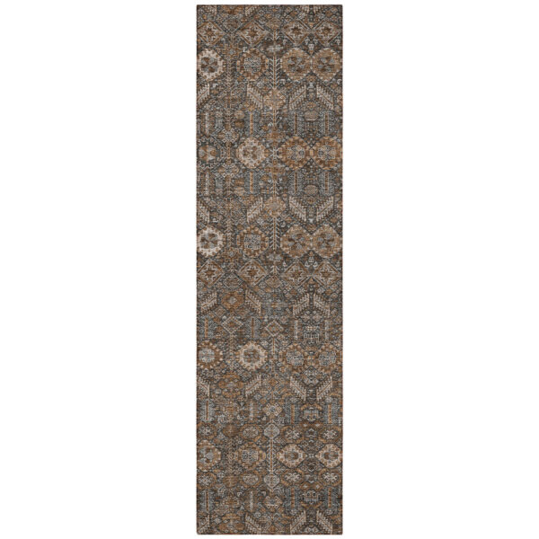 8' Runner Chocolate Floral Washable Non Skid Indoor Outdoor Runner Rug