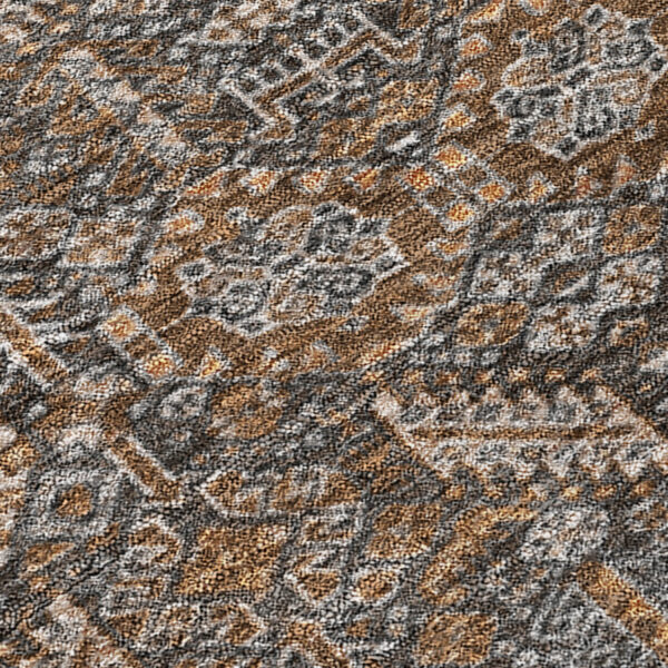 8' Runner Chocolate Floral Washable Non Skid Indoor Outdoor Runner Rug