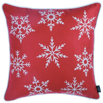 Red and White Snowflakes Throw Pillow