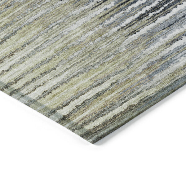 8' X 10' Beige Tan And Taupe Striped Washable Indoor Outdoor Area Rug