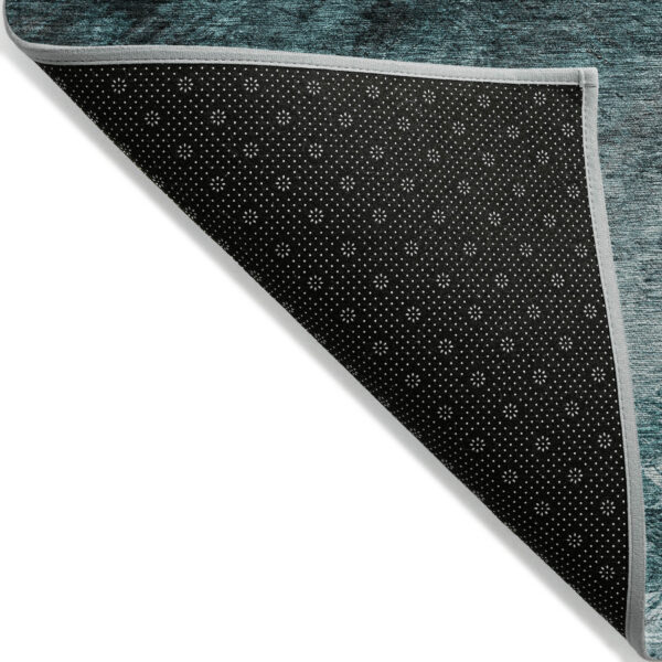 10' X 14' Teal Blue Aqua And Gray Abstract Washable Indoor Outdoor Area Rug