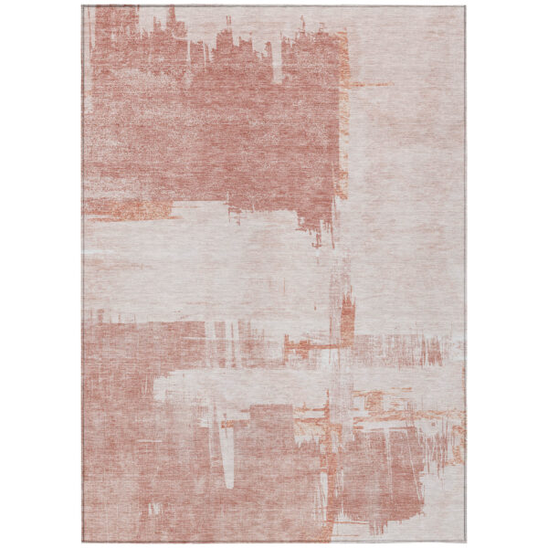 10' X 14' Blush Mauve And Ivory Abstract Washable Indoor Outdoor Area Rug