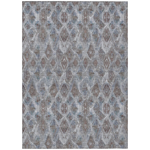 8' X 10' Sky Blue And Silver Geometric Washable Indoor Outdoor Area Rug