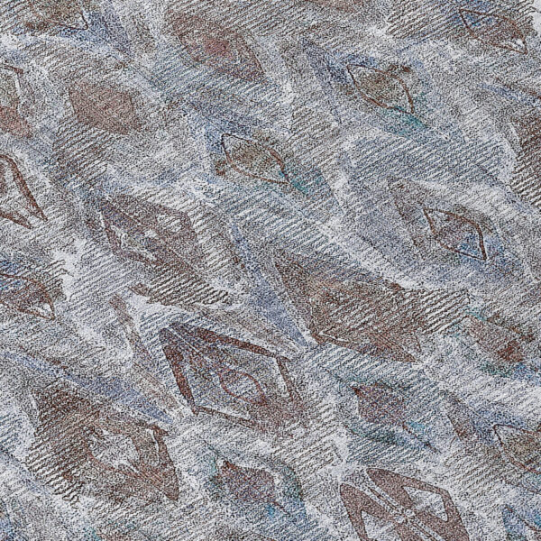 8' X 10' Sky Blue And Silver Geometric Washable Indoor Outdoor Area Rug