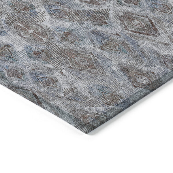 8' X 10' Sky Blue And Silver Geometric Washable Indoor Outdoor Area Rug
