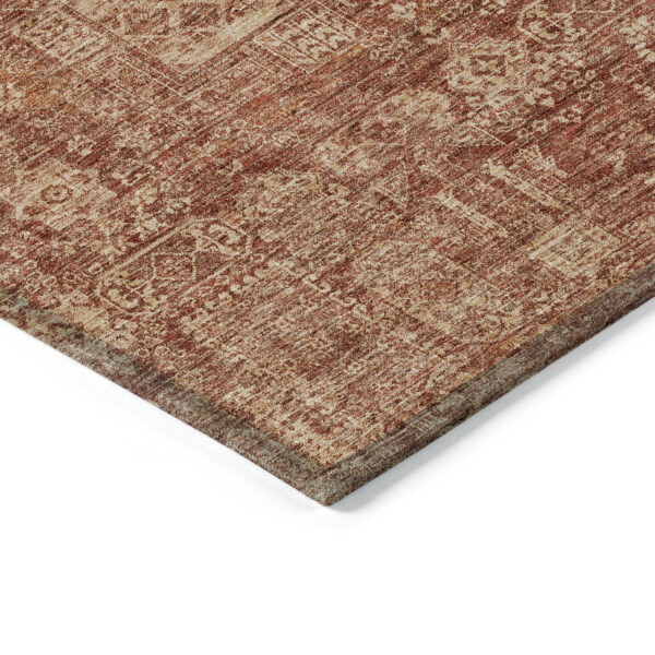 8' Orange Copper And Terra Cotta Round Oriental Washable Indoor Outdoor Area Rug