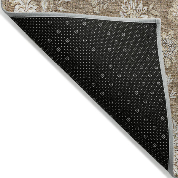 10' X 14' Copper And Beige Floral Washable Indoor Outdoor Area Rug