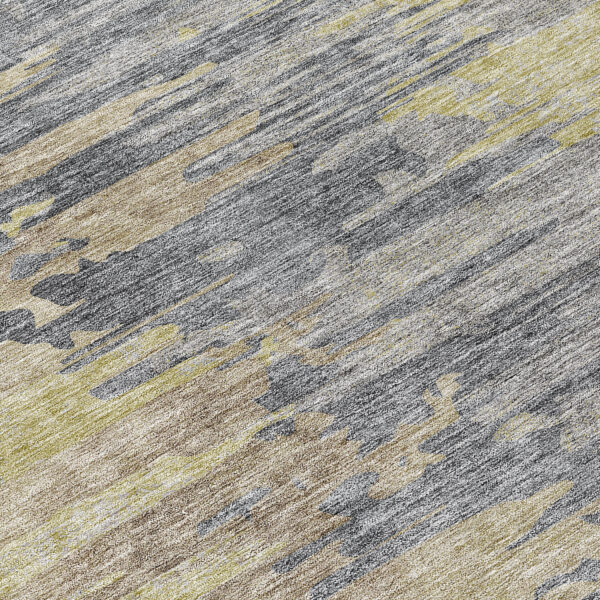 8' Pewter Silver And Gray Round Abstract Washable Indoor Outdoor Area Rug