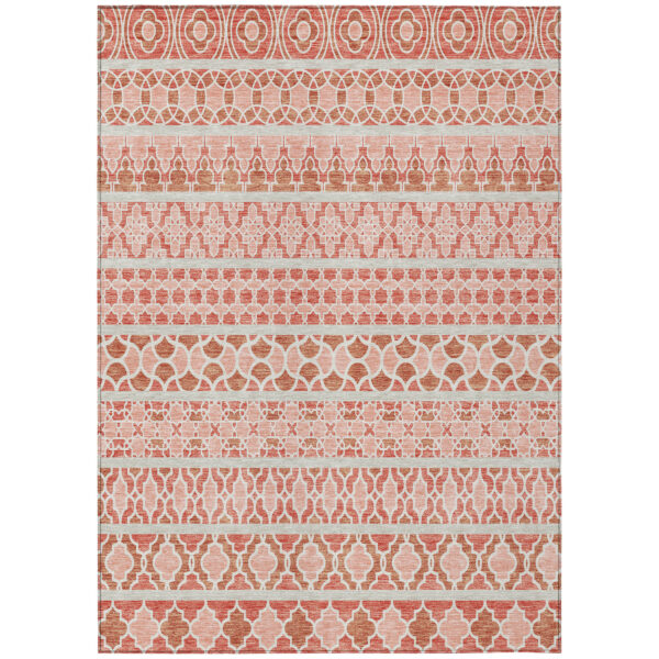 5' X 8' Salmon Beige And Copper Quatrefoil Washable Indoor Outdoor Area Rug